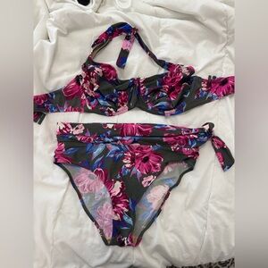 Zara Pink and Blue Floral Swimwear